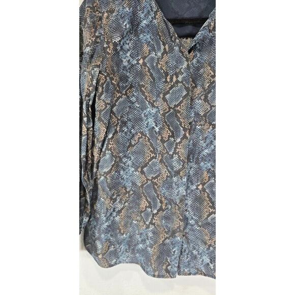 Lafayette 148 100% silk Snake Skin Pattern long sleeve blouse size 14 large - Picture 2 of 10